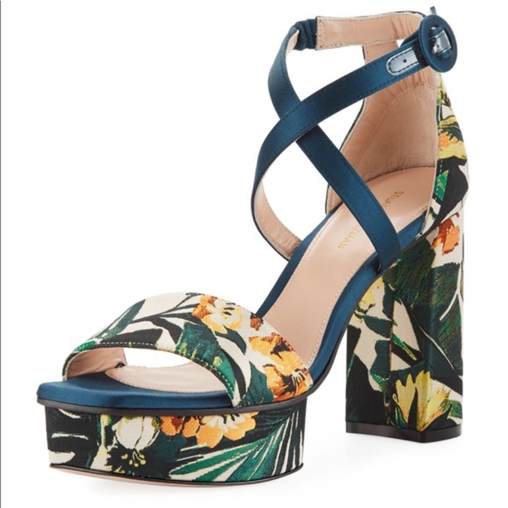 Stuart Weitzman Carla Green Botanical Jacquar Shoe